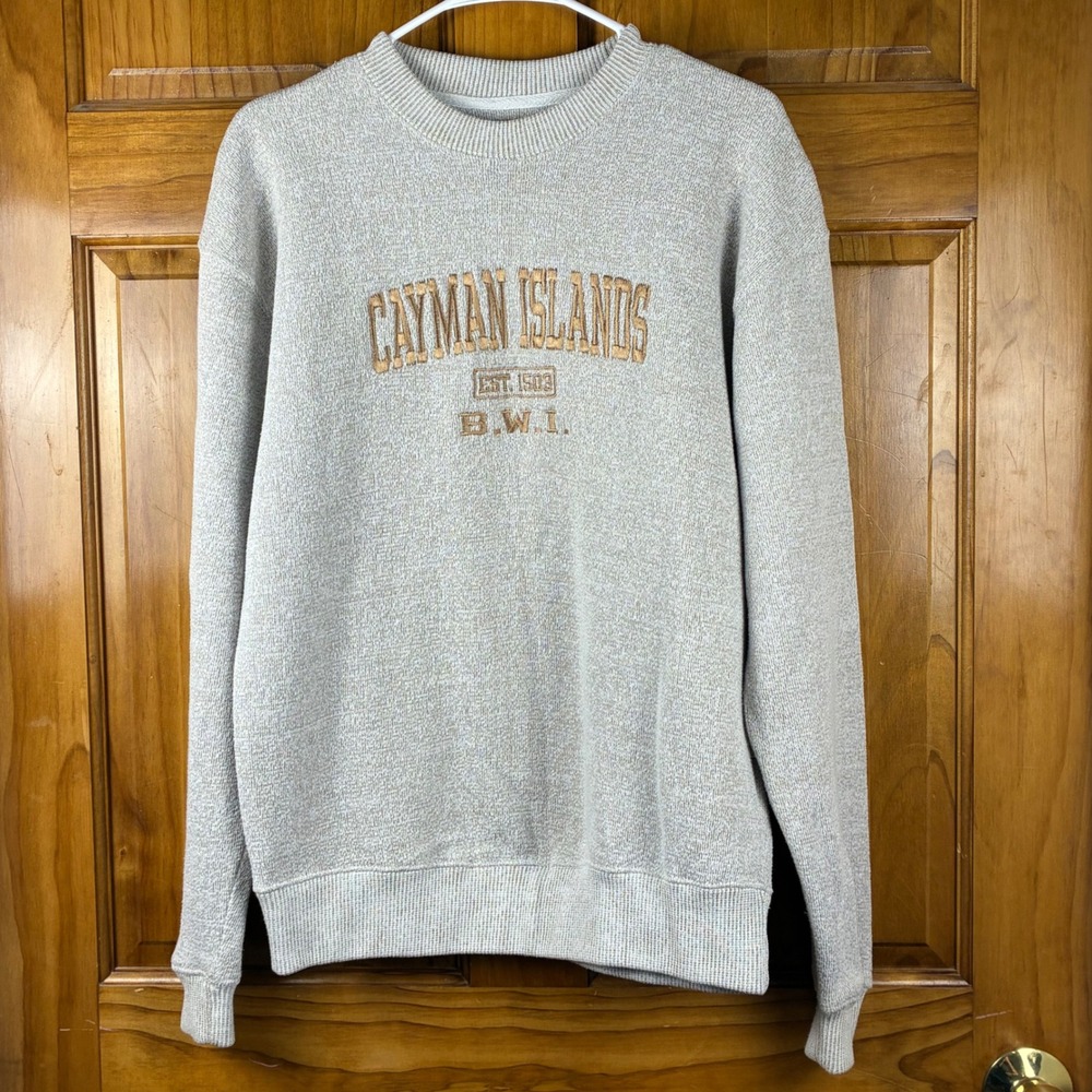 Ragwear Mens M Cayman Islands Embroidered Sweatshirt Crewneck Beachy Coastal